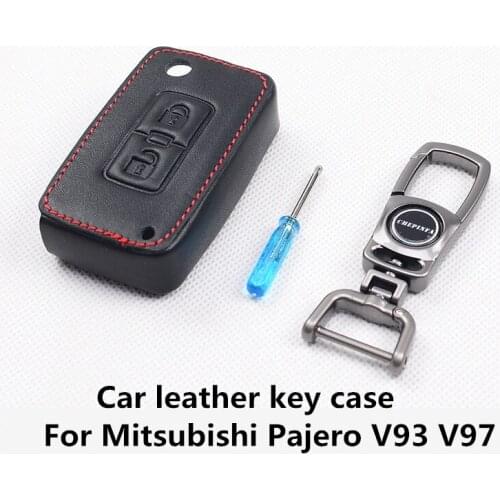 For Mitsubishi Pajero leather key case V93 V97 special folding key protection leather buckle simple