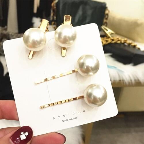 Adult Women White Pearl Zircon Barrettes Hairpins Hair Clips Fashion Vintage Korean Lady Girl Head Wear Accessories-AS-W20