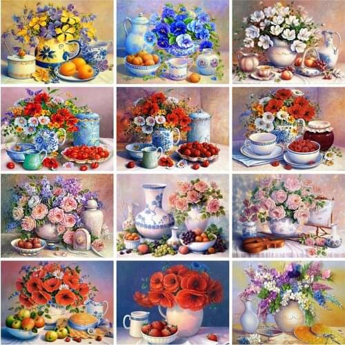 EverShine Diamond Mosaic Full Square Drill Poppy Flower Cross Stitch Diamond Painting Floral Bead Embroidery Rhinestones Art