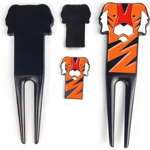 Golf Divot Tool Green Fork Durable Anti-scratch Zinc Alloy Cartoon Tiger Pattern Golf Pitch Repairer Divot Tool for Golf Sports