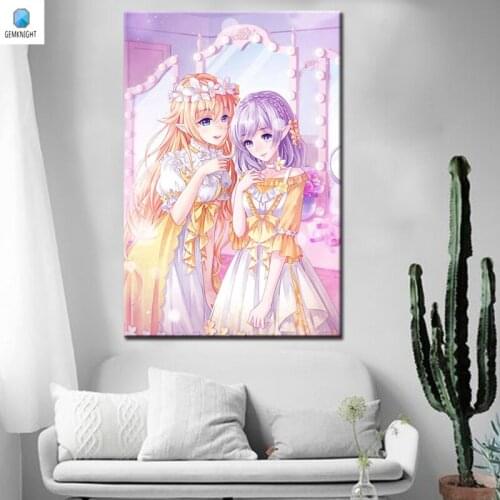 Digital paint by numbers anime poster beautiful girl digital paint by numbers drawing practice gift for kids modular painting