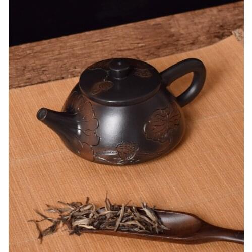 China Jianshui Purple Clay Pure Handmade Lotus Carving Tea Pot(Not Yixing Zisha) Ceramic Kung Fu Tea Set Drinkware Tea Ceremony