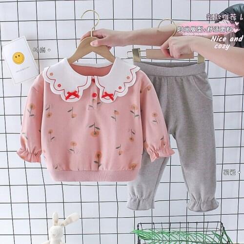 Toddler Girls Outfits Spring and Autumn Baby Girls Clothes Set Cotton Floral Children Girls Clothing Cute Kids Outwear