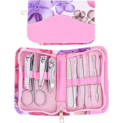 Zipper box nail clippers set nail tools carbon steel 10pcs/set