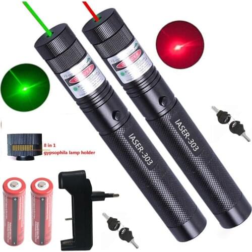 Powerful green laser pointer 8000m 5 milliwatts super far radiation red dot laser burning match laser equipment 8 in 1 laser cap