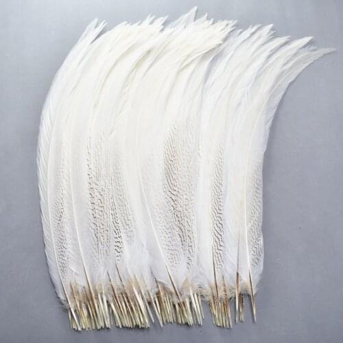 Natural White Pheasant Tail Feathers for Crafts 20-80cm Large Long Silver Chicken Feather Plumas Carnaval Plume Decoration Decor