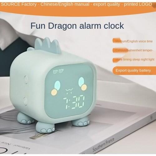 2020 new fun dragon alarm clock smart usb voice timekeeping cartoon silicone lamp bedroom led eye protection night light