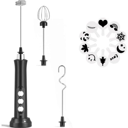 New Mini Frother for Coffee,Milk Frother Handheld,Whisk Drink Mixer for Coffee Matcha USB Rechargeable with 10 Stencils