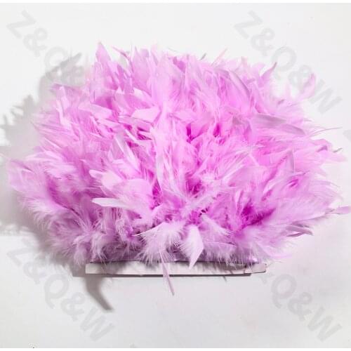 New style 10-15CM (4-6 inches) turkey feathers dyed light purple to make 2-10 meters cloth edge holiday dress skirt decoration
