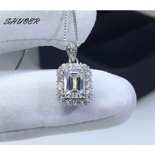 Classic Emerald Cut Pass Diamond Tester D Color Moissanite Necklace 925 Sterling Silver 1 Carat 5*7mm Stone Pendant Necklaces