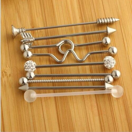 Straight Industrial Barbell Stainless Steel Arrow Stud Earrings Tragus Ear Piercing Body Jewelry New