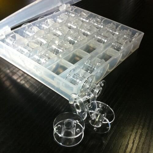 25 Grids Empty Bobbins Sewing Machine Spools Clear Plastic Case Storage Box Brother Janome Singer Stainless Steel Sewing Machine