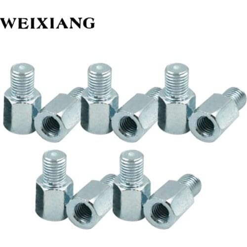 Thread Reducer M10 M8 Converter Motorcycle Rearview Mirror Conversion Screw Adapter Thread Chrome Pack of 10