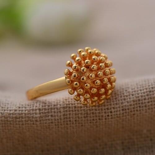 Small Flower Dubai Wedding Ring for Women Girls Ramadan Middle East Gold Color Arab Rings African Jewelry Ethiopian Items