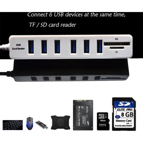 USB Hub 2.0 USB Splitter High Speed 8 Ports Expander Adapter 2.0 Hab TF SD Card Reader All In One For PC Computer Accessories