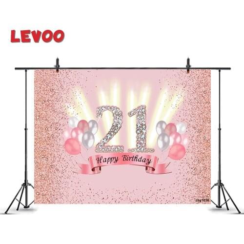 LEVOO Photography Backdrop 21st Birthday Balloons Diamonds Rose Golden Photo Background Party Decor Photobooth Photozone Vinyl
