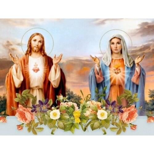 YNX new 5D diamond painting round diamond Jesus and Madonna cross stitch square diamond DIY religious diamond hanging picture