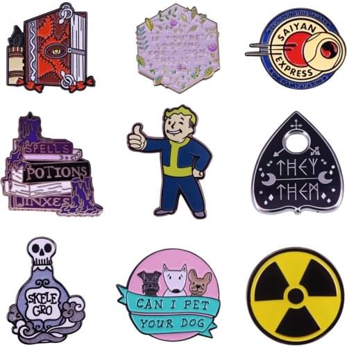 MD776 DMLSKY Funny Enamel Pins and Brooches for Women Men Anime Lapel pin backpack bags badge Collection Gifts