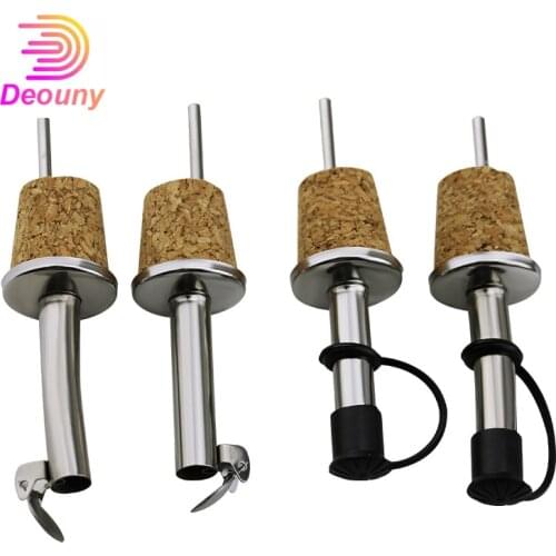 DEOUNY 1PC Cork Dispenser Stainless Steel Oil Bottle Spout Pourer For Flask Red Wine Pot Bottle Plug Mouth with Stopper Olive