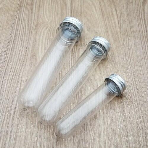 10pcs/lot 30/40/70/100ml PET Transparent cylindrical refillable bottle plastic test tube Sample Vials for Mask candy data line