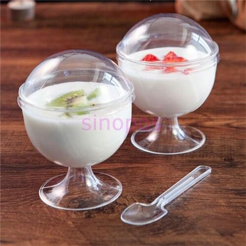 10pcs 160ml Disposable clear plastic ball shape mousse cup,Transparent jelly/pudding/cake display holder, fruit juice cups, SP01