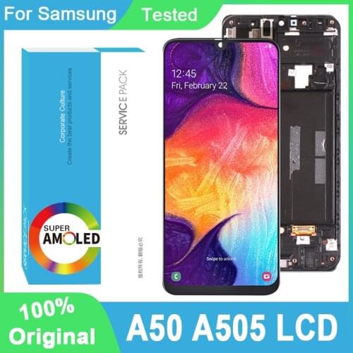 100% Original 6.4'' AMOLED Display For Samsung Galaxy A50 2019 SM-A505F/DS A505F A505FD A505A Full LCD Touch Screen Repair Parts