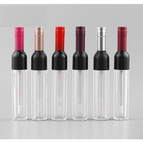 100pcs 5ml Empty Wine Shaped Lip Gloss Tube Lipstick Tubes, Reffilable Bottle Cosmetic Packaging Container LG013