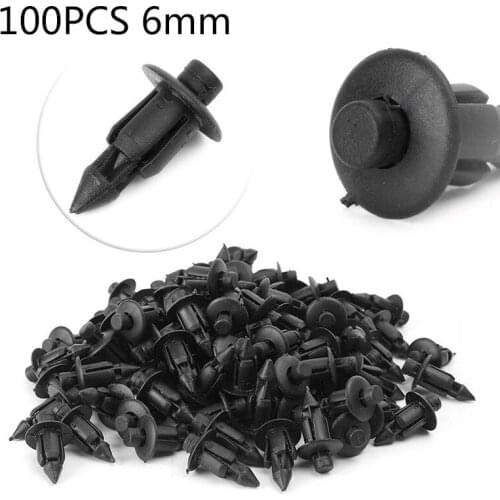 100x Car 6mm Hole Plastic Rivets Fastener Push Clip Black Auto Vehicle Door Trim Panel Retainer Fastener Clips For Suzuki GSXR