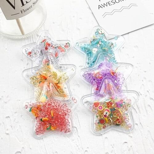 12pcs/lot 5cm star Transparent PVC crystal Filling Colorful Applique for DIY Crafts Headdress Hair Clips Decor Patches