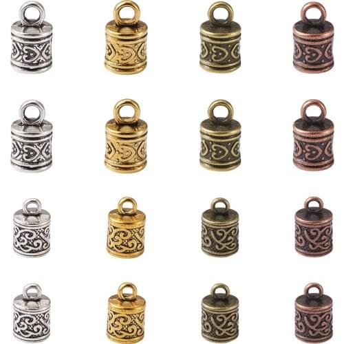 128pcs/Box Vintage Tibetan Style Alloy Cord Ends Caps Bead for Jewelry Making Leather Tips Bracelet Necklace Findings