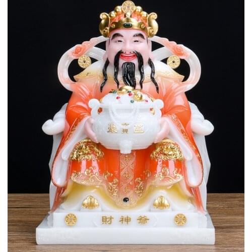 2021 High-grade gilding jade BUDDHA figure HOME shop Prosperity bring money good luck God of wealth Mammon CAI SHEN YE statue