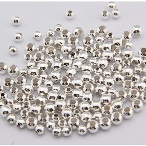 500pcs/lot 2mm 2.5mm 3mm gold-color Silver Plated Smooth Round Spacers ball Beads DIY making for jewelry necklace bracelet