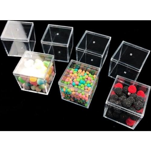6pcs 12pcs Mini Clear Acrylic Gift Boxes Wedding Ring Box Holder Square Cube Display Case Plexiglass Gift Packaging Home Decor