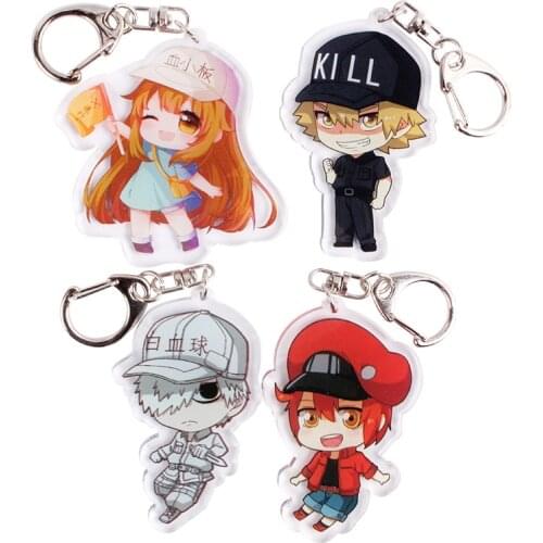 Anime Cells at Work ! Acrylic Cute Keychain Key Ring Platelet White Blood Cell Cartoon Pendant keyring for children charms gift