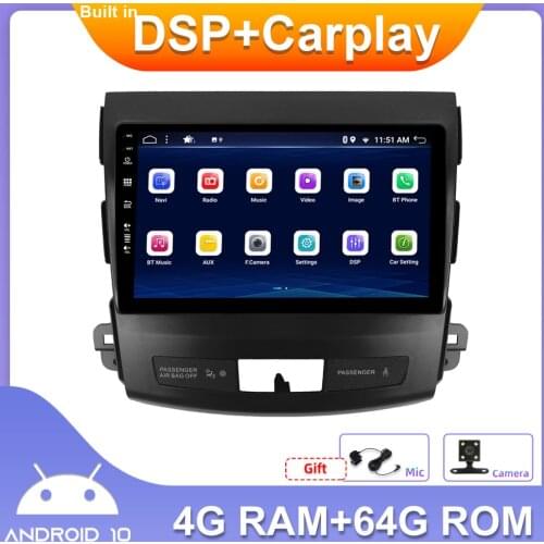 Android 10 CarPlay DSP Car Multimedia Player Radio GPS For For Mitsubishi Outlander xl 2 CW0W For Peugeot 4007 For Citroen 64G
