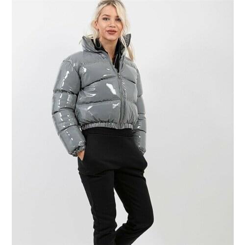 Glossy womens cotton-padded coat short thick coat windproof and cold-proof Ladies coat cotton coat