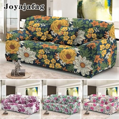 Trendy Flowers Sofa Covers For Living Room Sectional Corner Floral 1/2/3/4 Seater Couch Cover Washable Elastic L Shape Slipcover