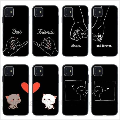 Girls Bff Best Friends Forever Black Soft Phone Cases Cover For iPhone 7 6 S 8 Plus SE 11 12 PRO XS MAX XR X Cute Couple Capinha