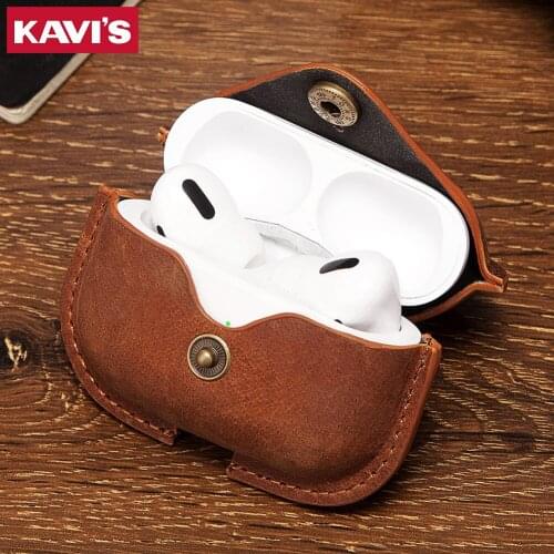 KAVIS Leather Bluetooth Wireless Earphone Case For AirPods Pro case Genuine Protective Cover For Apple Airpods Charging Box