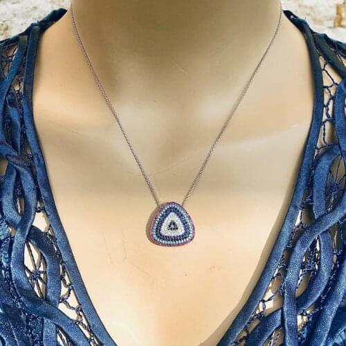 Fantasy Evil Eye 925 Sterling Silver Necklace Women Girls Gift Jewelry Accessories Fashion Handmade Elegant Chain