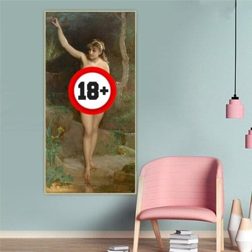 Holover Canvas Oil Painting Emile Munier"The bather(Sexy naked woman)"Academicism Classicism Aesthetic Wall Home Room Decoration