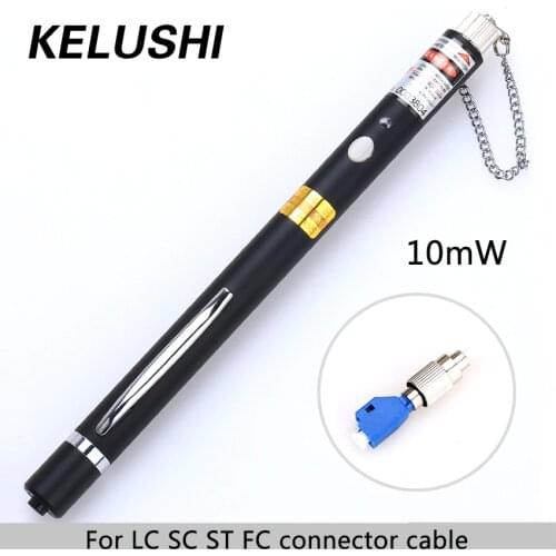 KELUSHI 10mW Fiber Optic Visual Fault Locator Red Laser Light Source Cable Tester 2.5mm General interface LC/FC/SC/ST Adapter