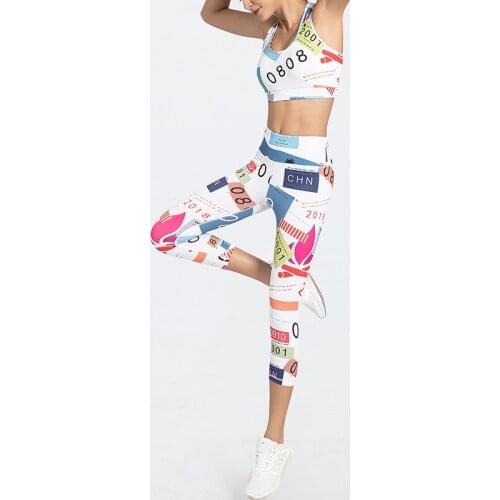 Gym Clothing Print Push Up Yoga Set Professional Workout Clothes for Women Sportswear Woman Jogging Leggings Bra Kit