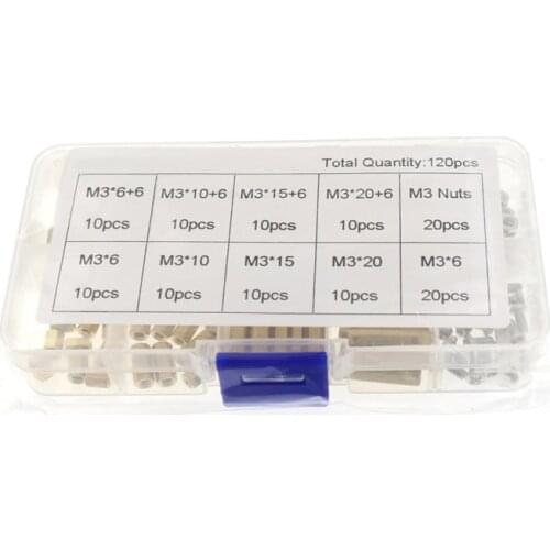 120Pcs M3 Brass Standoff Spacer PCB Board Hex Screws Nut Assortment Kit Female-Female Spacers Male-Female Spacers