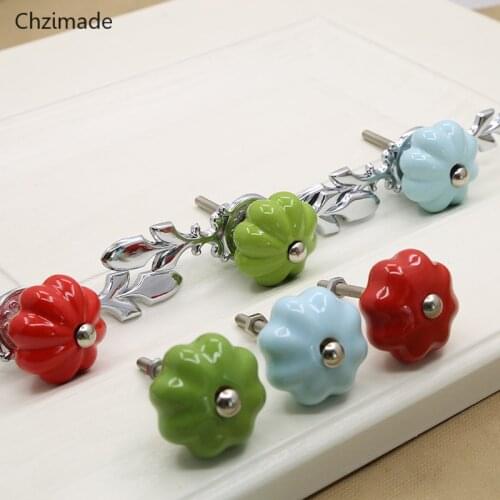 Lychee Life Vintage Pumpkin Drawer Pull Ceramic Cabinet Pulls Furniture Cupboard Knobs Door Handle Home Improvement Supplies