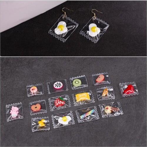 New cute girl heart hand made transparent candy soft bag fruit earrings earrings accessories