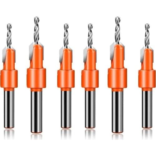Wood Hole Drill Bit Timber Wood Working Counter Sink Drill Bit Set Screw Cutter for Wood(6Pcs)