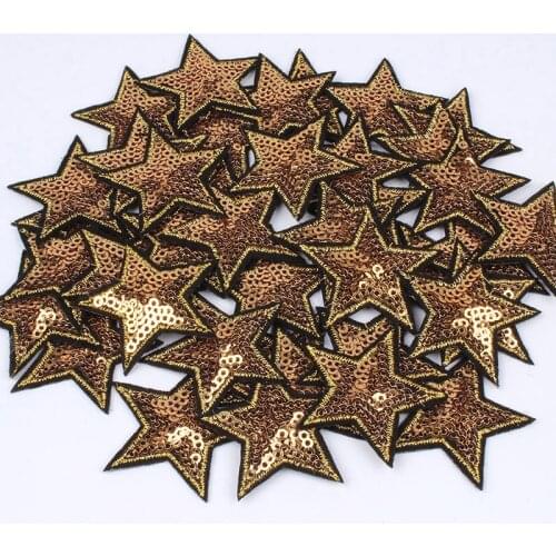 4 Color 5pcs Star Sequined Iron on Patches for Clothing Embroidery Stripe Appliques Clothes Star Sticker Badge Hole Repair Craft