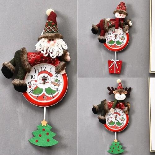 New Christmas Wall Clocks Santa Claus Snowman Elk Christmas Decorations Hanging Pendant Xmas Gift Ornaments Home Decor 2020 Noel
