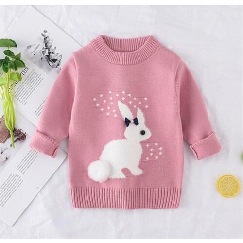 New Arrival girl Sweater Children Clothing rabbit Pattern Knitted Sweater Baby girls Pullover Sweater Knitwear 1-5T Kids